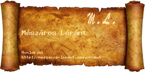 Mészáros Lóránt névjegykártya